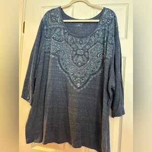 Catherine’s 4x slub knit printed shirt